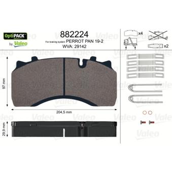Jeu de 4 plaquettes de frein arrière VALEO 882224