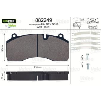 Jeu de 4 plaquettes de frein arrière VALEO 882249