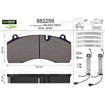 Jeu de 4 plaquettes de frein arrière VALEO 882259