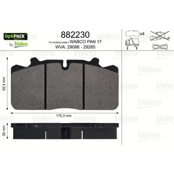 Jeu de 4 plaquettes de frein avant VALEO 882230