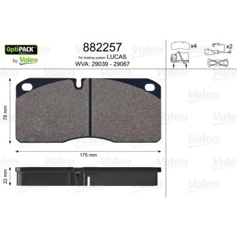Jeu de 4 plaquettes de frein avant VALEO 882257