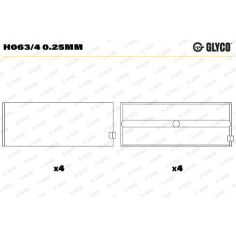 Coussinet de vilebrequin GLYCO H063/4 0.25mm