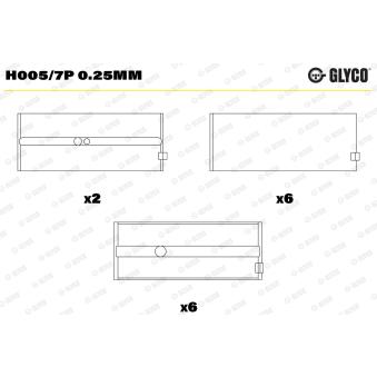 Coussinet de vilebrequin GLYCO H005/7P 0.25mm