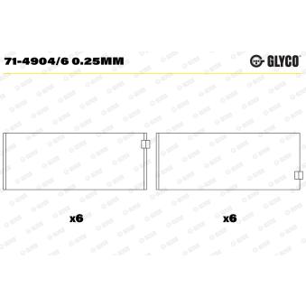 Coussinet de bielle GLYCO 71-4904/6 0.25mm