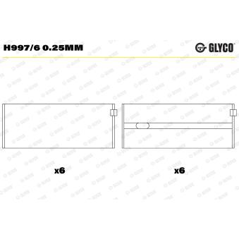 Coussinet de vilebrequin GLYCO H997/6 0.25mm