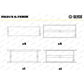 Coussinet de vilebrequin GLYCO H821/5 0.75mm
