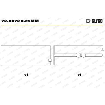 Coussinet de vilebrequin GLYCO 72-4072 0.25mm