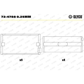 Coussinet de vilebrequin GLYCO 72-4788 0.25mm