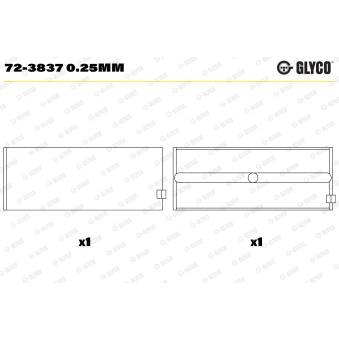 Coussinet de vilebrequin GLYCO 72-3837 0.25mm