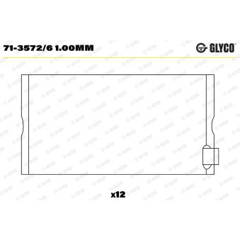 Coussinet de bielle GLYCO 71-3572/6 1.00mm