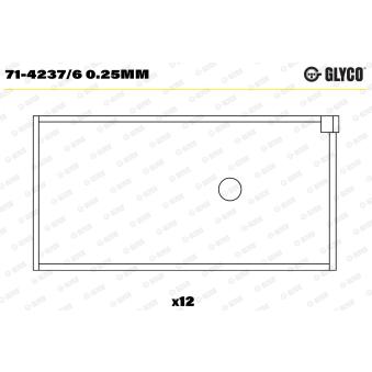 Coussinet de bielle GLYCO 71-4237/6 0.25mm