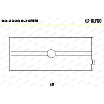 Coussinet de vilebrequin GLYCO 02-2228 0.75mm
