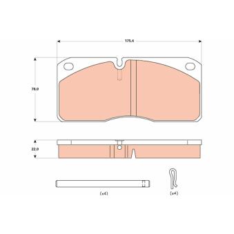 Jeu de 4 plaquettes de frein avant TRW