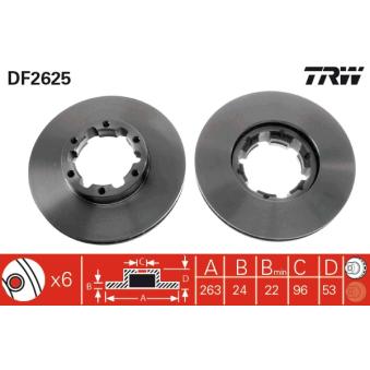 Jeu de 2 disques de frein avant TRW DF2625
