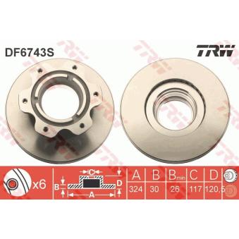 Jeu de 2 disques de frein arrière TRW DF6743S