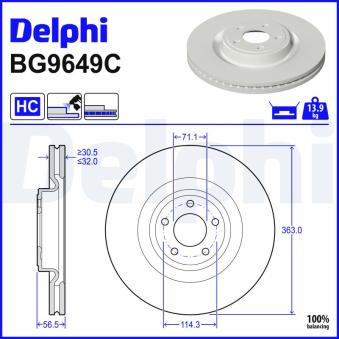 Jeu de 2 disques de frein avant DELPHI BG9649C
