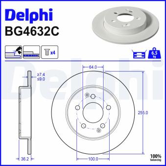 Jeu de 2 disques de frein avant DELPHI BG4632C
