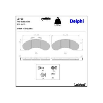 Jeu de 4 plaquettes de frein avant DELPHI LP735