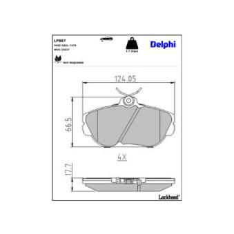 Jeu de 4 plaquettes de frein avant DELPHI