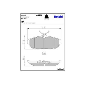 Jeu de 4 plaquettes de frein arrière DELPHI LP3851