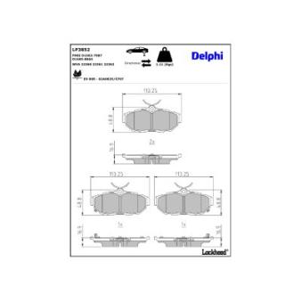 Jeu de 4 plaquettes de frein arrière DELPHI LP3852
