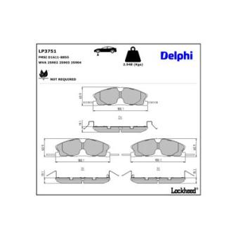 Jeu de 4 plaquettes de frein avant DELPHI LP3751