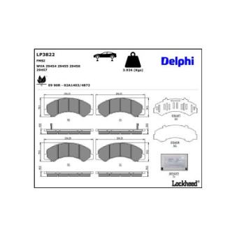 Jeu de 4 plaquettes de frein avant DELPHI