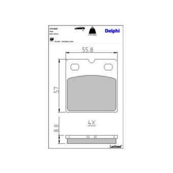 Jeu de 4 plaquettes de frein arrière DELPHI
