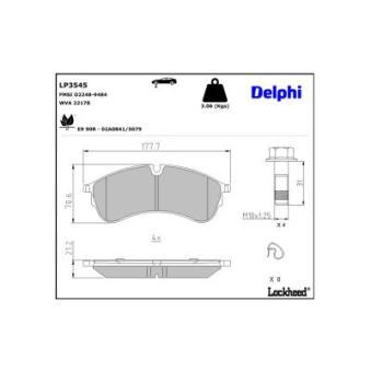 Jeu de 4 plaquettes de frein avant DELPHI