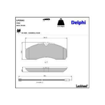 Jeu de 4 plaquettes de frein avant DELPHI LP3541