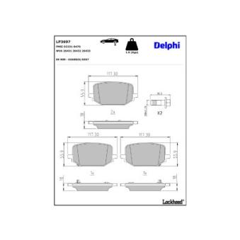Jeu de 4 plaquettes de frein arrière DELPHI LP3697
