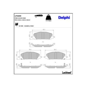 Jeu de 4 plaquettes de frein avant DELPHI LP3699