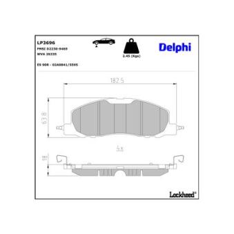 Jeu de 4 plaquettes de frein avant DELPHI LP3696