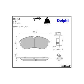 Jeu de 4 plaquettes de frein avant DELPHI LP3610