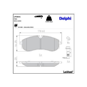 Jeu de 4 plaquettes de frein arrière DELPHI LP3641