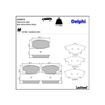 Jeu de 4 plaquettes de frein avant DELPHI