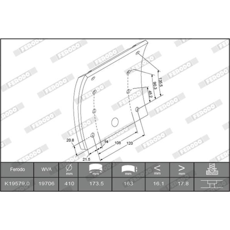 Kit de garnitures de frein, frein à tambour FERODO K19579.0-F3539 - Visuel 1