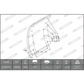 Kit de garnitures de frein, frein à tambour FERODO K19579.0-F3539