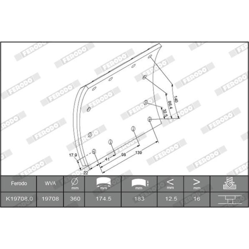 Kit de garnitures de frein, frein à tambour FERODO K19708.0-F3661 - Visuel 1
