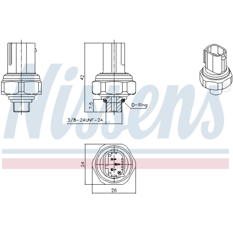 Pressostat, climatisation NISSENS 301070 - Visuel 1