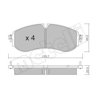 Jeu de 4 plaquettes de frein arrière METELLI 22-1263-0
