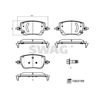 Jeu de 4 plaquettes de frein avant SWAG 33 11 4321