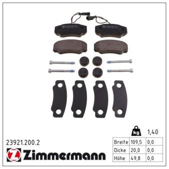 Jeu de 4 plaquettes de frein arrière ZIMMERMANN 23921.200.2