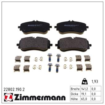 Jeu de 4 plaquettes de frein arrière ZIMMERMANN 22802.190.2