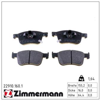 Jeu de 4 plaquettes de frein avant ZIMMERMANN 22910.160.1