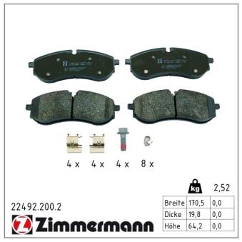 Jeu de 4 plaquettes de frein arrière ZIMMERMANN 22492.200.2