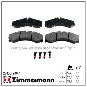 Jeu de 4 plaquettes de frein avant ZIMMERMANN 29153.200.1