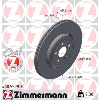 Jeu de 2 disques de frein arrière ZIMMERMANN 400.5579.30