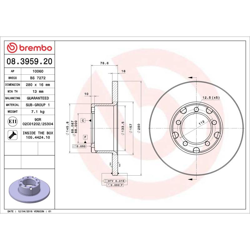 Jeu de 2 disques de frein avant BREMBO 08.3959.20 - Visuel 1