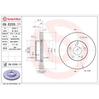 Jeu de 2 disques de frein avant BREMBO 09.E233.11